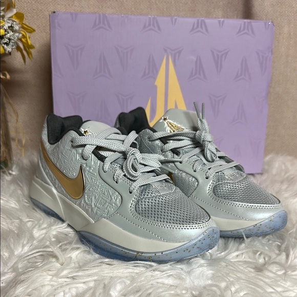 Nike Other - Limited‎ Edition Ja Morant  Nike Gray and Gold Sneakers Christmas Edition